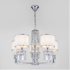 Подвесная люстра Eurosvet Zaffiro 10099/5 хром/прозрачный хрусталь Strotskis (новый абажур)