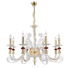 Подвесная люстра Crystal lux CATARINA SP8 V2 GOLD/TRANSPARENT-COGNAC