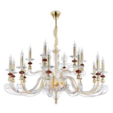 Подвесная люстра Crystal lux CATARINA SP12+6 V2 GOLD/TRANSPARENT-COGNAC