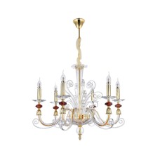 Подвесная люстра Crystal lux CATARINA SP6 V2 GOLD/TRANSPARENT-COGNAC