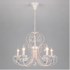 Подвесная люстра Eurosvet 3305/5 белый с золотом/прозрачный хрусталь Strotskis