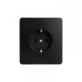 KRANZ ROUND Розетка 1-ая с/з с/у, со шторками 16А оникс, с 1-пост. рамкой KRANZ ROUND Розетка 1-ая с/з с/у, со шторками 16А оникс, с 1-пост. рамкой