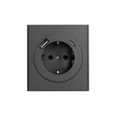 KRANZ STRONG Розетка 1-ая с/з с/у з/ш 16А с USB A+C быстрой зарядки 5В/3А графит, с 1-пост. рамкой KRANZ STRONG Розетка 1-ая с/з с/у з/ш 16А с USB A+C быстрой зарядки 5В/3А графит, с 1-пост. рамкой