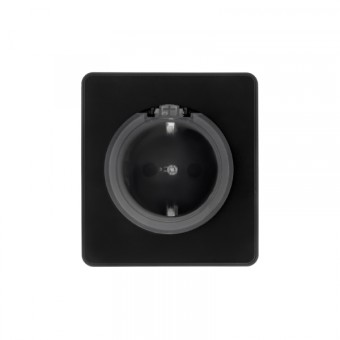 KRANZ ROUND Розетка 1-ая с/з с/у, со шторками и крышкой 16А оникс, с 1-пост. рамкой KRANZ ROUND Розетка 1-ая с/з с/у, со шторками и крышкой 16А оникс, с 1-пост. рамкой