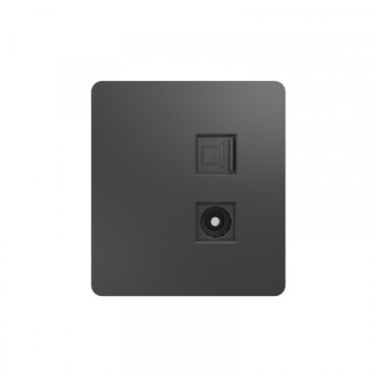 KRANZ ROUND Розетка компьютерная RJ45 кат6 + TV с/у титан, с 1-пост. рамкой KRANZ ROUND Розетка компьютерная RJ45 кат6 + TV с/у титан, с 1-пост. рамкой