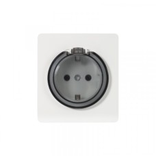 KRANZ ROUND Розетка 1-ая с/з с/у, со шторками и крышкой 16А перламутр, с 1-пост. рамкой KRANZ ROUND Розетка 1-ая с/з с/у, со шторками и крышкой 16А перламутр, с 1-пост. рамкой