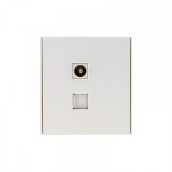 KRANZ STRONG Розетка компьютерная RJ45 кат6 + TV с/у жемчуг, с 1-пост. рамкой KRANZ STRONG Розетка компьютерная RJ45 кат6 + TV с/у жемчуг, с 1-пост. рамкой