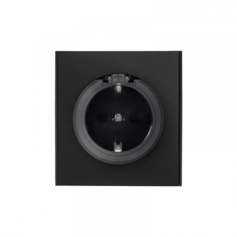 KRANZ STRONG Розетка 1-ая с/з с/у, со шторками и крышкой 16А антрацит, с 1-пост. рамкой KRANZ STRONG Розетка 1-ая с/з с/у, со шторками и крышкой 16А антрацит, с 1-пост. рамкой