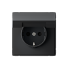 GAL001046 РОЗЕТКА с заземлением и шторками с крышкой, 16А, IP20, механизм, КАРБОН