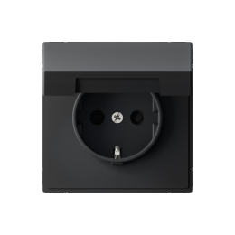 GAL001046 РОЗЕТКА с заземлением и шторками с крышкой, 16А, IP20, механизм, КАРБОН