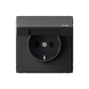GAL441046 РОЗЕТКА с заземлением  со шторками и крышкой, 16А, IP44, механизм, КАРБОН