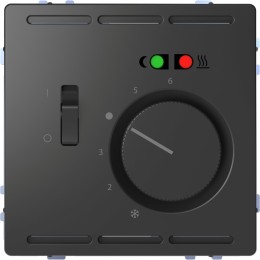 MTN5764-6034 Merten D-Life Антрацит Терморегулятор теплого пола с центр. пл. с выкл. + датчик пола 4м 230В