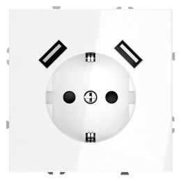 VLS040401 Розетка S70,с зарядкой USB A+A, 3.2А, USB type-A 5V, Электр. с USB, двойная, цвет - белый глянцевый