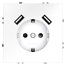 VLS040402 Розетка S70,с зарядкой USB A+A, 3.2А, USB type-A 5V, Электр. с USB, двойная, цвет - белый матовый