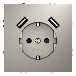 VLS040403 Розетка S70,с зарядкой USB A+A, 3.2А, USB type-A 5V, Электр. с USB, двойная, цвет - кашемир