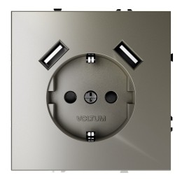 VLS040404 Розетка S70,с зарядкой USB A+A, 3.2А, USB type-A 5V, Электр. с USB, двойная, цвет - шелк