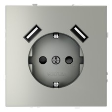 VLS040405 Розетка S70,с зарядкой USB A+A, 3.2А, USB type-A 5V, Электр. с USB, двойная, цвет - сталь VLS040405 Розетка S70,с зарядкой USB A+A, 3.2А, USB type-A 5V, Электр. с USB, двойная, цвет - сталь