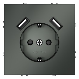 VLS040406 Розетка S70,с зарядкой USB A+A, 3.2А, USB type-A 5V, Электр. с USB, двойная, цвет - титан