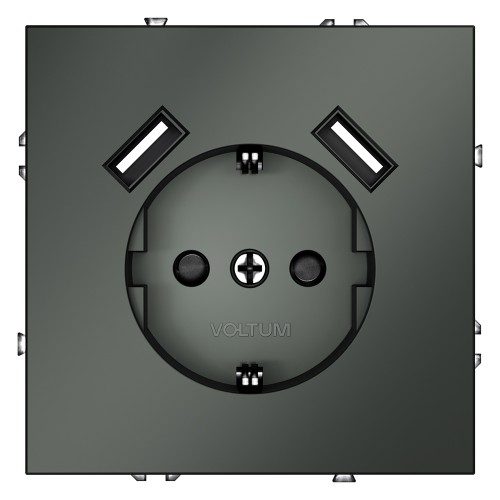 VLS040406 Розетка S70,с зарядкой USB A+A, 3.2А, USB type-A 5V, Электр. с USB, двойная, цвет - титан