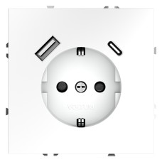 VLS040502 Розетка S70,с зарядкой USB A+C, 3.2А, USB type-C 5V, USB type-A 5V, Электр. с USB, двойная, цвет - белый матовый VLS040502 Розетка S70,с зарядкой USB A+C, 3.2А, USB type-C 5V, USB type-A 5V, Электр. с USB, двойная, цвет - белый матовый