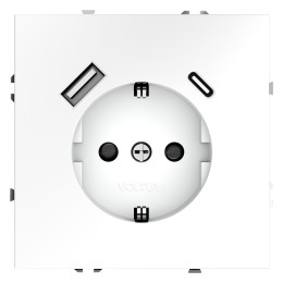 VLS040502 Розетка S70,с зарядкой USB A+C, 3.2А, USB type-C 5V, USB type-A 5V, Электр. с USB, двойная, цвет - белый матовый