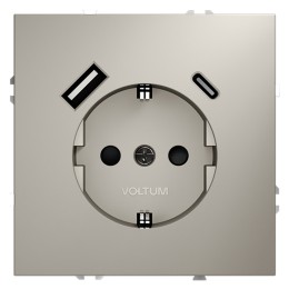 VLS040503 Розетка S70,с зарядкой USB A+C, 3.2А, USB type-C 5V, USB type-A 5V, Электр. с USB, двойная, цвет - кашемир