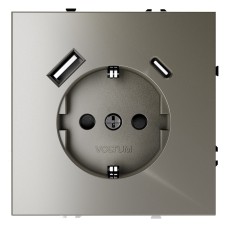 VLS040504 Розетка S70,с зарядкой USB A+C, 3.2А, USB type-C 5V, USB type-A 5V, Электр. с USB, двойная, цвет - шелк VLS040504 Розетка S70,с зарядкой USB A+C, 3.2А, USB type-C 5V, USB type-A 5V, Электр. с USB, двойная, цвет - шелк