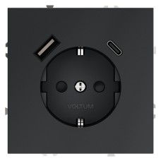VLS040507 Розетка S70,с зарядкой USB A+C, 3.2А, USB type-C 5V, USB type-A 5V, Электр. с USB, двойная, цвет - графит VLS040507 Розетка S70,с зарядкой USB A+C, 3.2А, USB type-C 5V, USB type-A 5V, Электр. с USB, двойная, цвет - графит