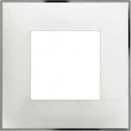 Рамка на 1 пост немецкий/итальянский стандарт - 2 модуля. Цвет Белый хром. Bticino серия CLASSIA. R4802WR