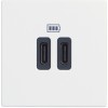 Розетка зарядное устройство USB 2 разъёма тип - C/тип - C 3000мА - 2 модуля. Цвет Белый. Bticino серия CLASSIA. RW4286C2