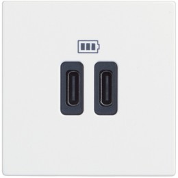 Розетка зарядное устройство USB 2 разъёма тип - C/тип - C 3000мА - 2 модуля. Цвет Белый. Bticino серия CLASSIA. RW4286C2