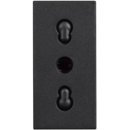 Розетка электрическая итальянского стандарта 2К+З 10/16А DIY упаковка - 1 модуль. Цвет Чёрный. Bticino серия CLASSIA. RG4180P