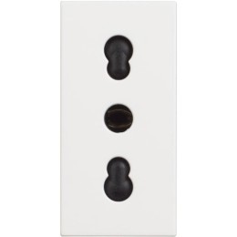 Розетка электрическая итальянского стандарта 2К+З 10/16А DIY упаковка - 1 модуль. Цвет Белый. Bticino серия CLASSIA. RW4180P