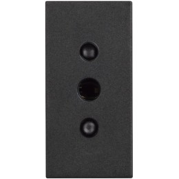 Розетка электрическая 2К+З 10А итальянский стандарт - 1 модуль. Цвет Чёрный. Bticino серия CLASSIA. RG4113