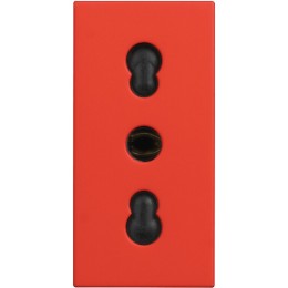 Розетка электрическая итальянского стандарта 2К+З 10/16А - 1 модуль. Цвет Красный. Bticino серия CLASSIA. R4180R