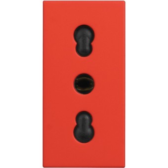 Розетка электрическая итальянского стандарта 2К+З 10/16А - 1 модуль. Цвет Красный. Bticino серия CLASSIA. R4180R