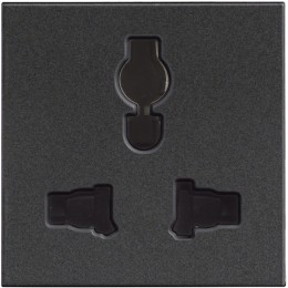 Розетка электрическая "мультистандарт" - 2 модуля. Цвет Чёрный. Bticino серия CLASSIA. RG4139