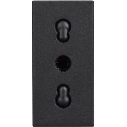 Розетка электрическая итальянского стандарта 2К+З 10/16А - 1 модуль. Цвет Чёрный. Bticino серия CLASSIA. RG4180