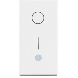 Выключатель одноклавишный двухполюсный 10А с подсветкой - 1 модуль. Цвет Белый. Bticino серия CLASSIA. RW4002L