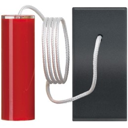 Выключатель кнопочный со шнурком - 1 модуль. Цвет Чёрный. Bticino серия CLASSIA. RG4033