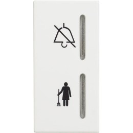 Выключатель/переключатель гостиничный "Не беспокоить/Убрать номер" одноклавишный двухкнопочый на 2 направления(проходной) 10А с индикацией - 1 модуль. Цвет Белый. Bticino серия CLASSIA. RW4373H