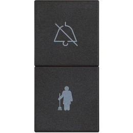 Выключатель/переключатель гостиничный "Не беспокоить/Убрать номер" одноклавишный двухкнопочый на 2 направления(проходной) 10А с подсветкой - 1 модуль. Цвет Чёрный. Bticino серия CLASSIA. RG4028H