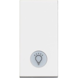 Выключатель кнопочный одноклавишный с подсветкой и символом "лампа" 10А - 1 модуль. Цвет Белый. Bticino серия CLASSIA. RW4043