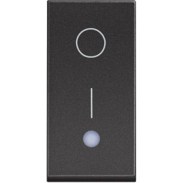 Выключатель одноклавишный двухполюсный 10А с подсветкой - 1 модуль. Цвет Чёрный. Bticino серия CLASSIA. RG4002L