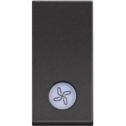 Выключатель одноклавишный 10А с подсветкой и символом "вентилятор" - 1 модуль. Цвет Чёрный. Bticino серия CLASSIA. RG4001LR