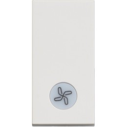 Выключатель одноклавишный 10А с подсветкой и символом "вентилятор" - 1 модуль. Цвет Белый. Bticino серия CLASSIA. RW4001LR