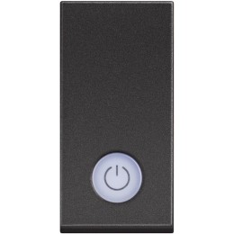 Выключатель одноклавишный 10А с подсветкой и символом "котёл" - 1 модуль. Цвет Чёрный. Bticino серия CLASSIA. RG4001LS