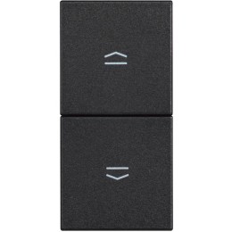 Выключатель одноклавишный двухкнопочный со взаимоблокировкой управления жалюзи/рольставней - 1 модуль. Цвет Чёрный. Bticino серия CLASSIA. RG4037