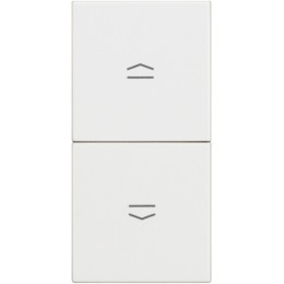 Выключатель одноклавишный двухкнопочный со взаимоблокировкой управления жалюзи/рольставней - 1 модуль. Цвет Белый. Bticino серия CLASSIA. RW4037