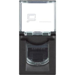 Розетка компьютерная RJ45 cat5e UTP - 1 модуль. Цвет Чёрный. Bticino серия CLASSIA. RG4279C5E
